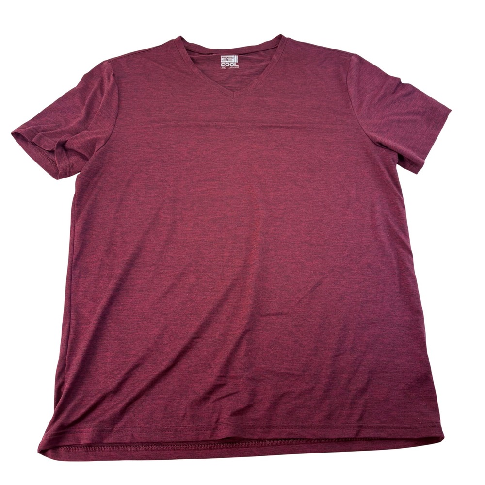 32 Degrees Cool Mens V-Neck T-Shirt Burgundy Space Dye Heather Large T219599